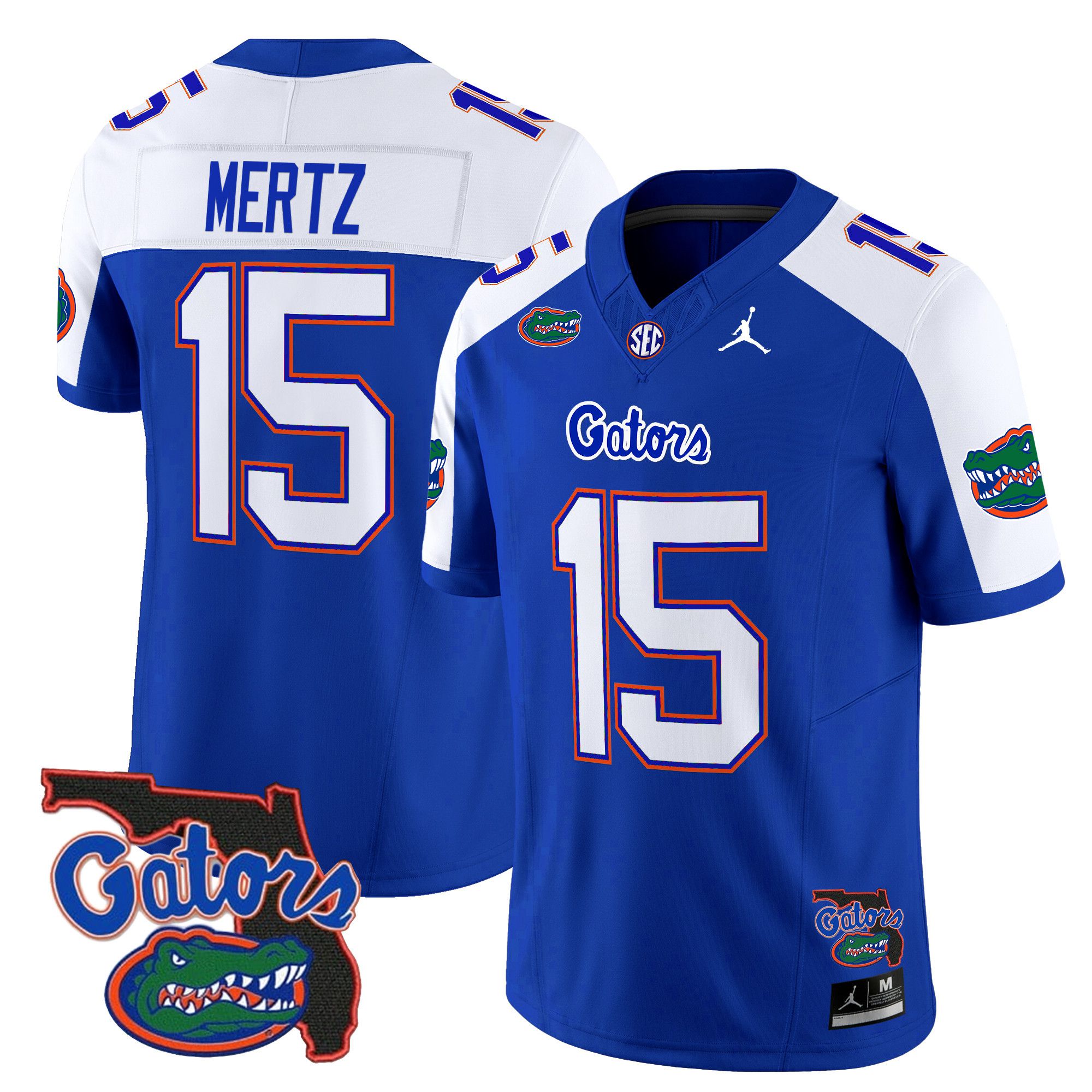 Men Florida Gators #15 Mertz Blue 2024 Florida Patch Vapor Limited NCAA Jersey->ncaa teams->NCAA Jersey